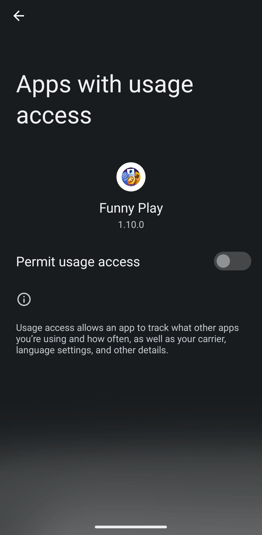 Funny Play App Usage permission