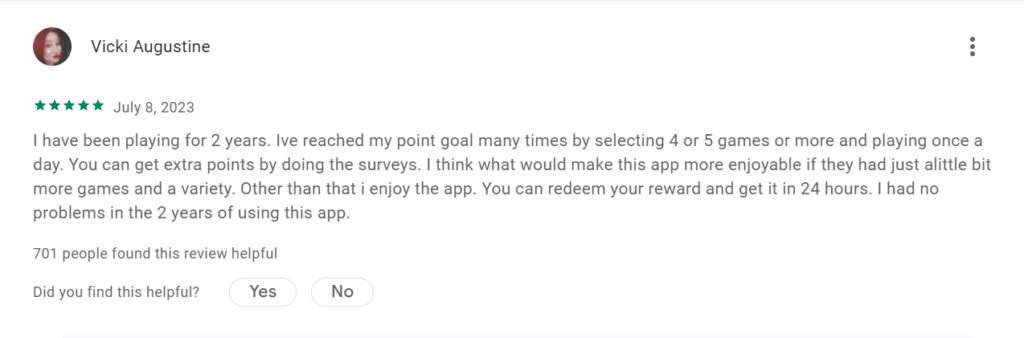 Rewarded Play Positive Review