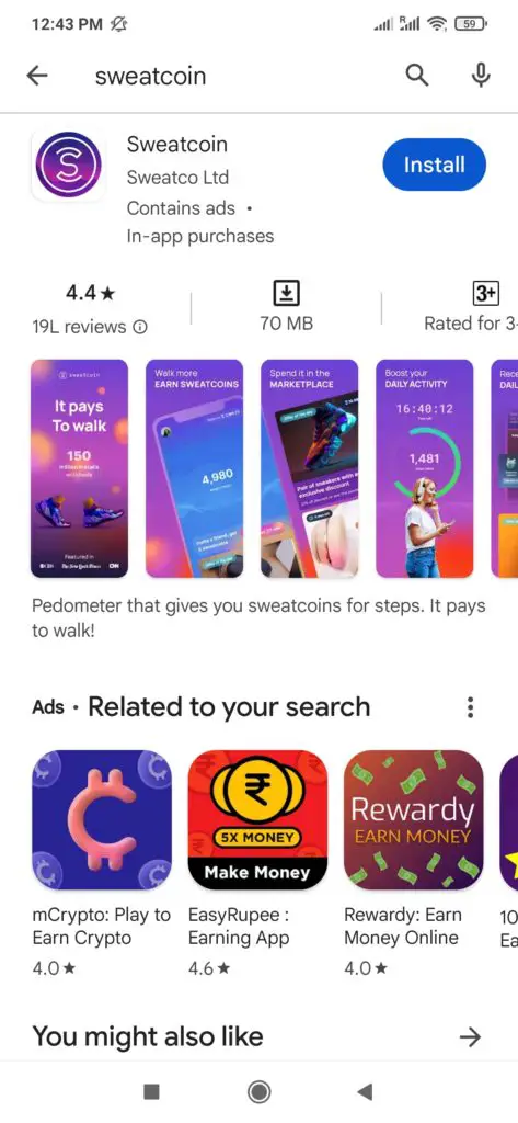 Sweatcoin Play Store